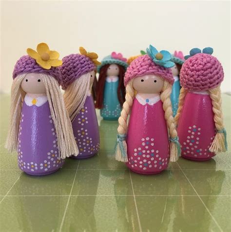 Flower Peg Doll Girl Hand Painted Peg Doll Magical Peg Doll Etsy