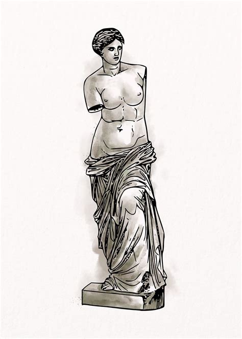Nude Greek Goddess Statue Watercolor Premium Psd Rawpixel