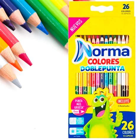 Colores Norma 13 Lapices Doble Punta 26 Colores Originales Multiplace