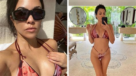 Kourtney Kardashian Flaunts Fit Figure In Tiny String Bikini The Courier Mail