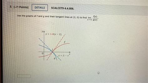 Solved Use The Graphs Of F And G And Their Tangent Lines At Chegg