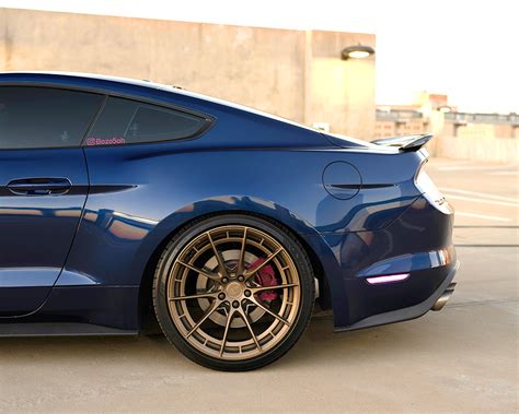 Satin Bronze VR Forged D03-R Wheels on Blue Ford Mustang GT | VR Forged