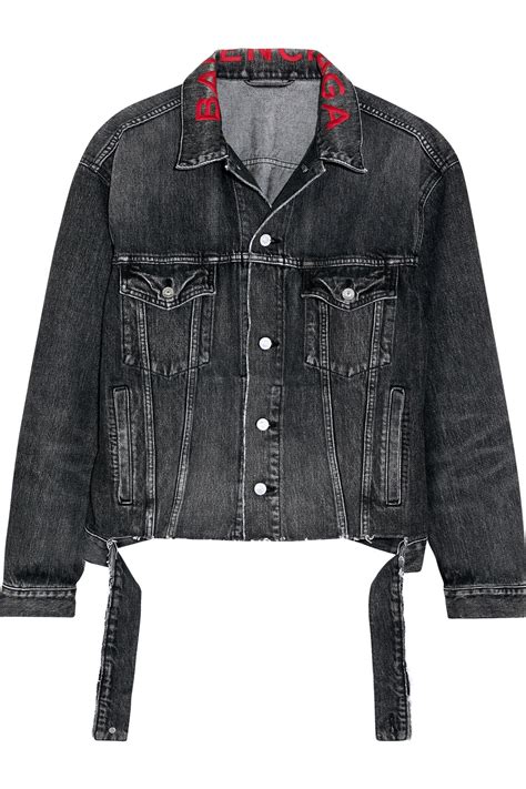 Balenciaga Oversized Embroidered Denim Jacket In Black Lyst