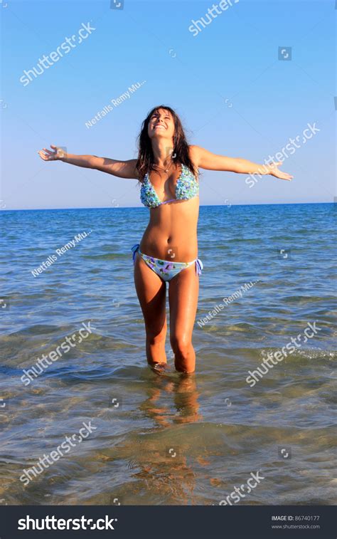 Sexy Hot Brunette Bikini Model On Stock Photo 86740177 Shutterstock