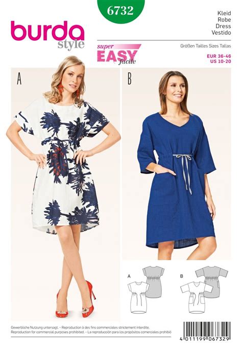 Burda B6732 Womens Dress Sewing Pattern Sewing Patterns Dress