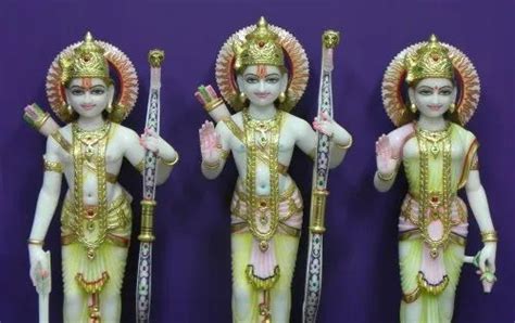 White Painted Lord Ram Darbar Marble Statue For Worship Size