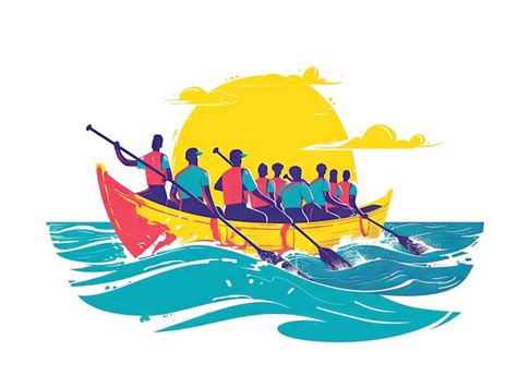 Premium Photo | Minimalist illustration Teamwork a team is rowing a ...