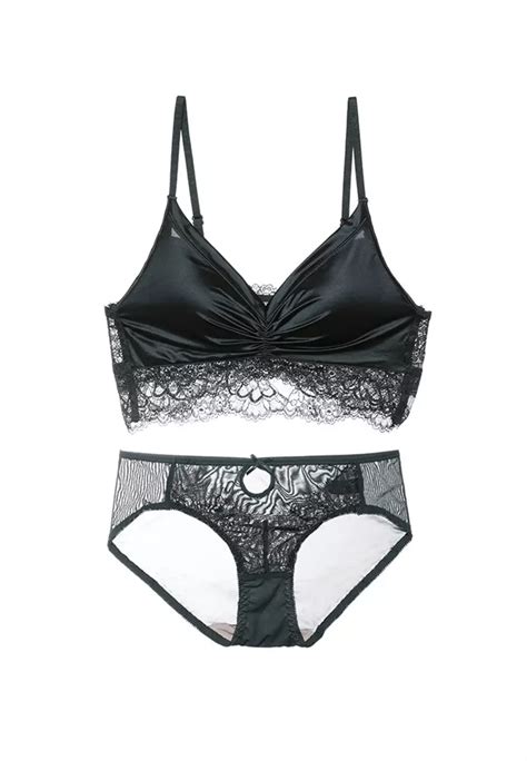 Buy ZITIQUE Women S French Style Sexy Lace Trimmed Lingerie Set Bra And Underwear Green 2024