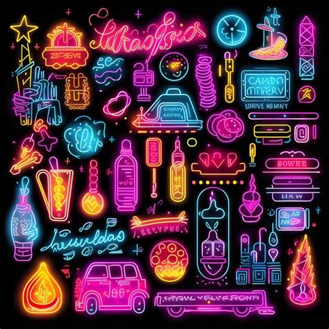 Premium Ai Image Beautiful Neon Lights Clipart Illustration