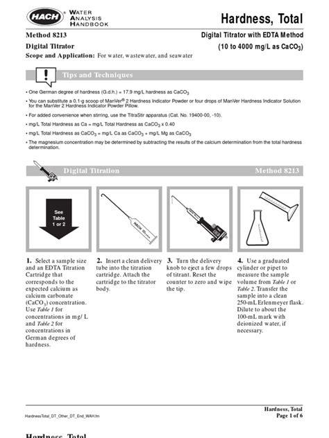 Hardness - Total Method 8213 | PDF | Titration | Chemistry