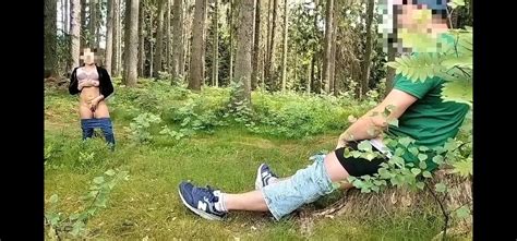 Dick Flash In The Forest Woman Watches And Masturbates He Joins Sucks And I Cum On Her Tits