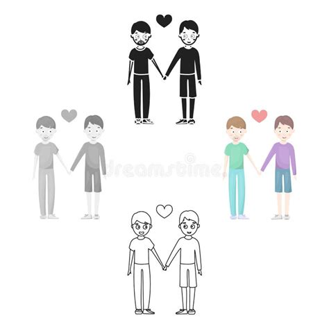 Icono Gay En Estilo Plano Aislado En La Historieta Blanca Negra Ejemplo Gay Del Vector De La