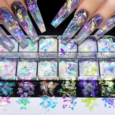 Amazon 12 Colors Holographic Nail Art Sequins Glitter Iridescent