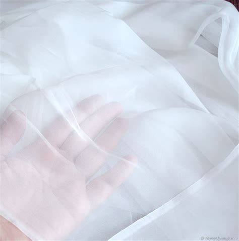 Белый шарф палантин натуральный шифон 100 % шелк длинный женский в ...