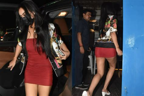 Nysa Devgan Flaunts Toned Legs In Glamorous Red Hot Mini Dress Parties With Khushi Kapoor See