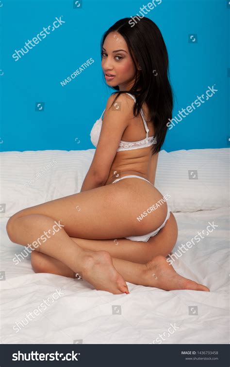 Beautiful Woman White Lace Lingerie Posing Stock Photo 1436733458 Shutterstock