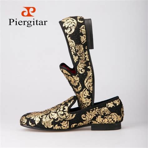 Piergitar New High End Gold Printing Men Shoes Luxury Fashion Men