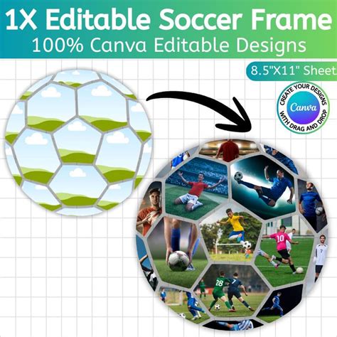 editable soccer canva frame template custom soccer frame diy soccer