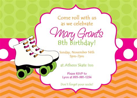 Roller Skating Party Invitation Template Free