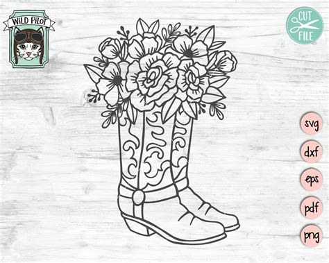 Cowboy Boots Svg File Cowboy Boots With Flowers Svg File Cowboy Boots