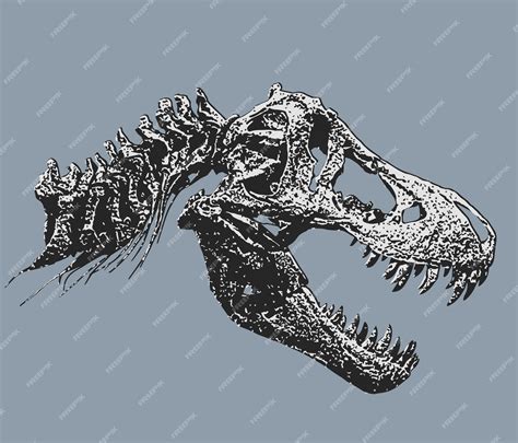 Premium Vector | A blue t - rex skeleton with a white background.