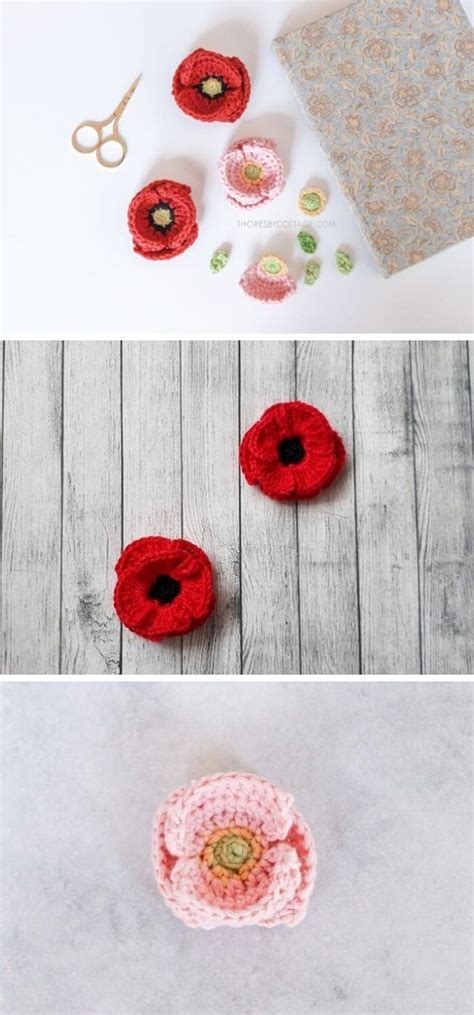 15 Best Crochet Poppy Flower Free Patterns & Instructions