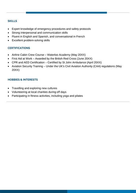 Cabin Crew CV Example, Template, & Writing Guide