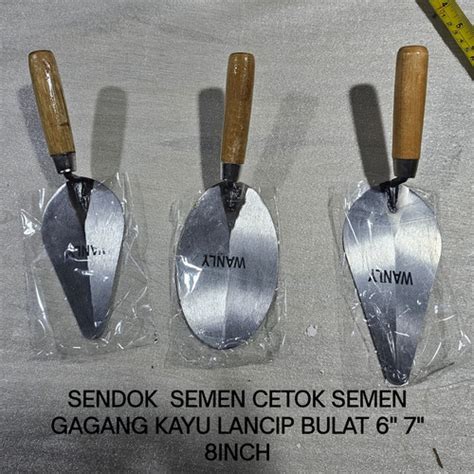 Jual SENDOK SEMEN CETOK SEMEN GAGANG KAYU LANCIP BULAT 6 7 8INCH