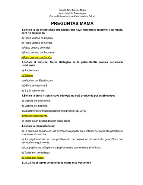 Examen de muestra práctica preguntas y respuestas mama Universidad