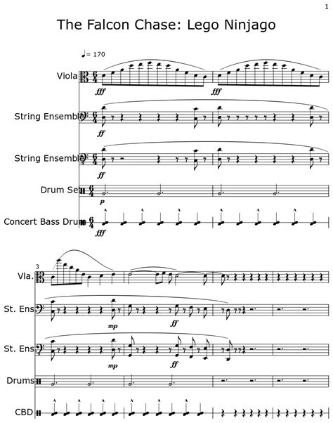 The Falcon Chase: Lego Ninjago - Sheet music for Viola, String Ensemble, Drum Set, Concert Bass Drum