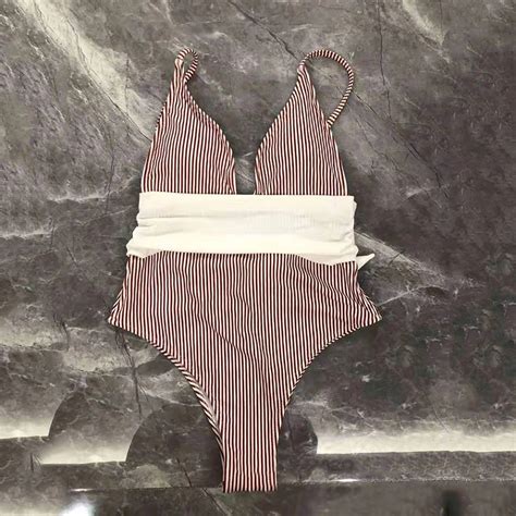 Sexy Striped One Piece Bikini Women S Push Up Swimwear Swimsuit Beach Triangle Bathing Suit