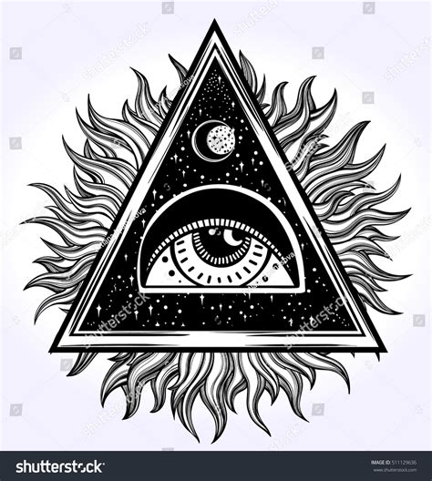 Allseeing Eye On Traingle Starninght Sky Stock Vector Royalty Free