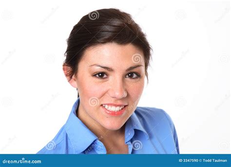 Junge Brunette Frau Stockfoto Bild Von M Dchen Blau