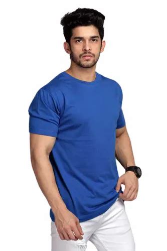 Samyak Wear Cotton Plain Royal Blue T Shirt 180 Gsm Bio Wash Age Group