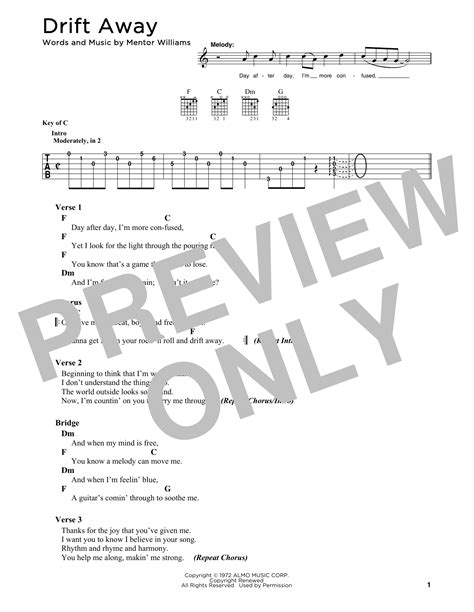 Drift Away Guitar Chords