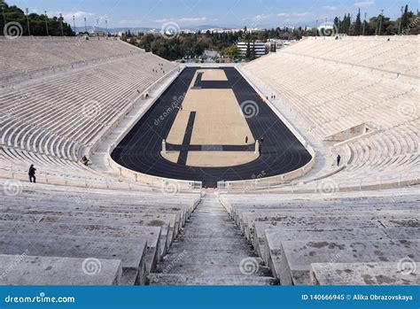 View Of The Ancient Stadium Of The First Olympic Games In White Marble