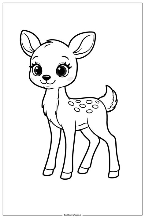 Anak Rusa yang Lucu Halaman Mewarnai - Gratis Cetak | BestColoringPages AI
