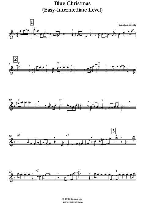 Blue Christmas Easy Intermediate Level Michael Bublé Flute Sheet