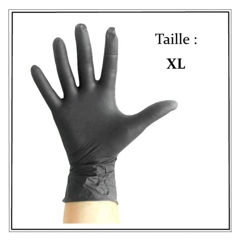 Gants Nitrile Noir Non Poudr S Taille Xl