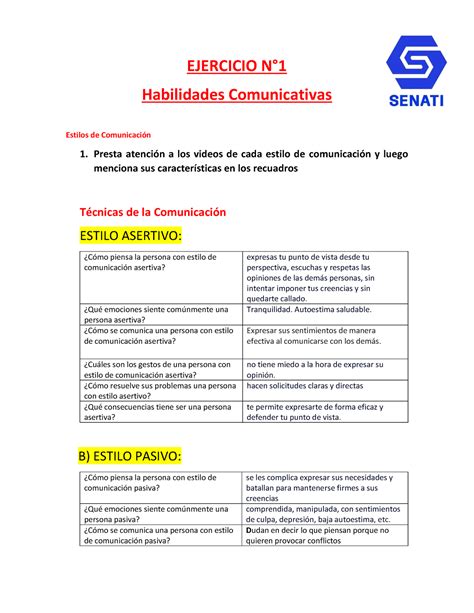 Ejercicio N Todo El Trabajo De La Comunicacion En Senati 2do Semestre