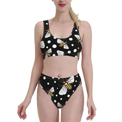 Balery Honey Bees At Night Women Bikini Swimsuit Tankini Set Piece Bathing Suit Scoop Neck