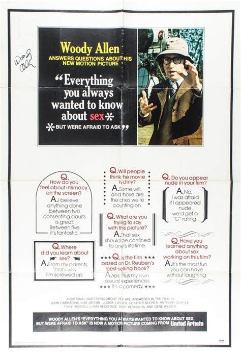 Woody Allen Signed Everything You Always Wanted To Know About Sex 16x32 Movie Poster PSA COA