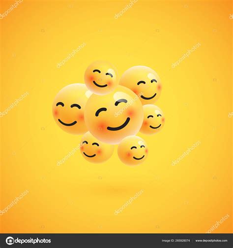 Group Of High Detailed Yellow Emoticons Vector Illustration Stock