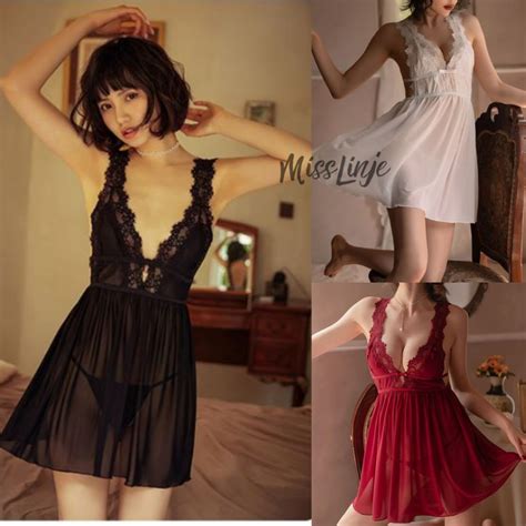 Jual Baju Tidur Lingerie Sexy Transparan Muat Sampai Big Size Jumbo Mia Dress Shopee Indonesia