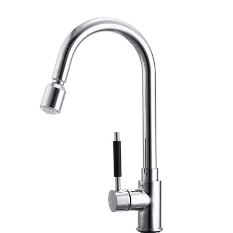 Kitchen Basin Sink Pull Out Faucet Swivel Spout Spray Hot Cold Water Mixer Tap With Led Light