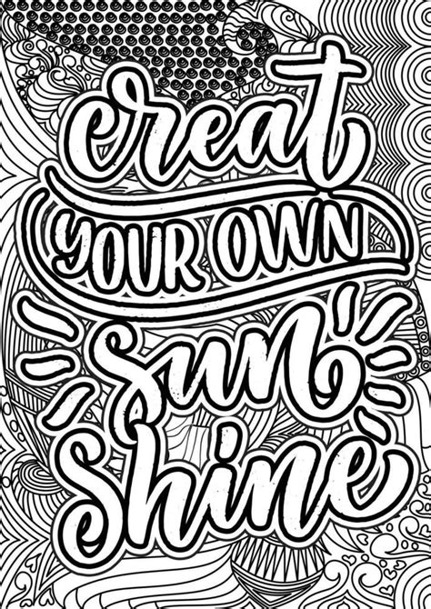 Create Your Own SunShine Motivational Quotes Coloring Pages Design