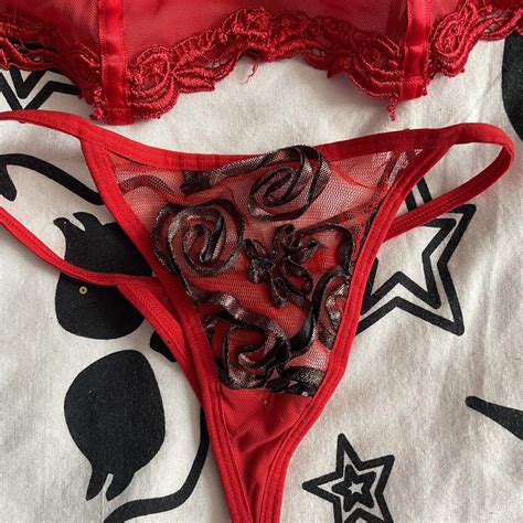 The Perfect Lingerie Set Red Sheer Corset With Depop