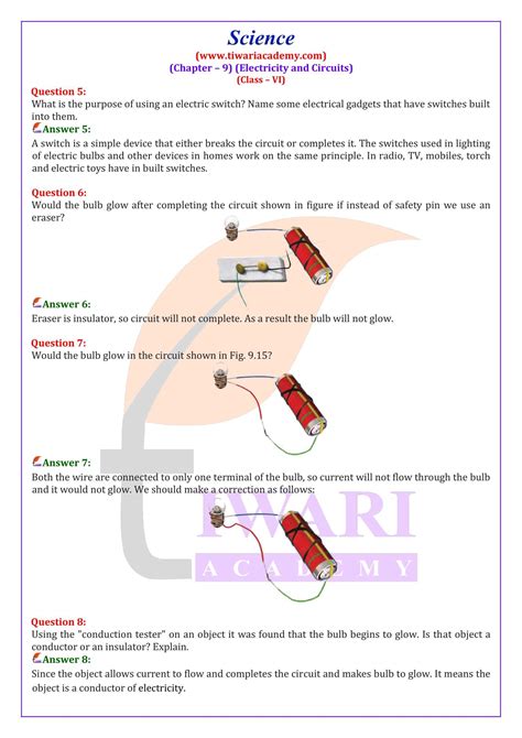 Ncert Solution For Class Science Chapter Electricity And Circuits