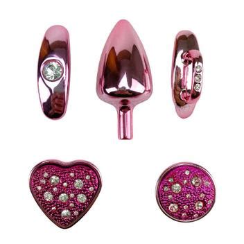 Kit Plug Anal Joia Médio Base Removível 4 Peças em 1 Alargador de Ânus em Metal Hard Plug