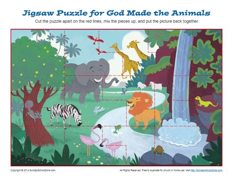 God Made the Animals Jigsaw Puzzle on Sunday School Zone